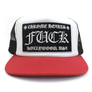 Chrome Hearts FUCK Hollywood Trucker Hat – Red/Black/White